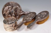 Lot 388 - A Chinese silver four piece dressing table set,...
