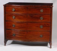 Lot 553 - A 19th century mahogany serpentine front chest,...