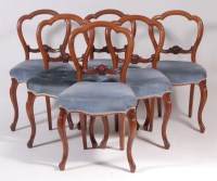 Lot 558 - A set of six Victorian walnut salon chairs,...