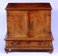 Lot 590 - An antique figured walnut cabinet on stand,...