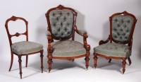 Lot 599 - A late Victorian walnut salon suite,...