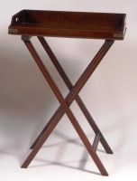 Lot 602 - A 19th century mahogany campaign butler's tray,...