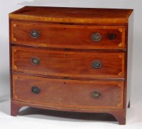 Lot 605 - A 19th century mahogany bowfront chest, having...