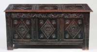 Lot 610 - A circa 1700 joined oak three panel coffer,...