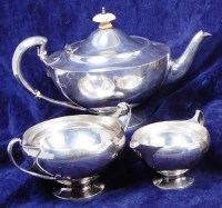 Lot 151 - An Art Nouveau silver three piece teaset,...