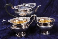 Lot 137 - An Elkington & Co silver three piece teaset,...