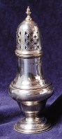 Lot 174 - A silver pedestal lighthouse sugar caster,...
