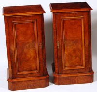 Lot 547 - A pair of Victorian style figured walnut pot...