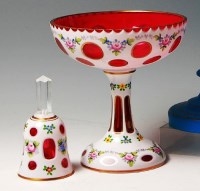 Lot 112 - A Bohemian overlay on cranberry glass pedestal...