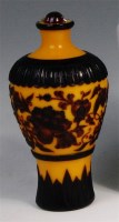 Lot 709 - A Chinese Peking yellow glass vase and cover,...