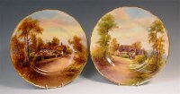 Lot 448 - A pair of Royal Worcester cabinet plates,...