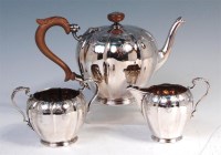 Lot 468 - A Victorian style silver three piece teaset,...