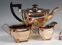 Lot 493 - A silver three piece teaset, comprising teapot,...