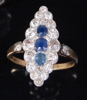 Lot 536 - An Art Deco yellow gold ladies cocktail ring,...