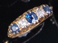 Lot 540 - An Edwardian yellow gold, sapphire and diamond...