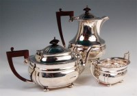 Lot 482 - A silver three piece tea and coffee set,...