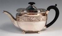 Lot 484 - A late Georgian silver teapot, of oval bombe...