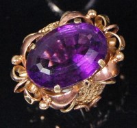 Lot 567 - A modern yellow gold and amethyst ladies dress...