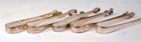 Lot 515 - Five pairs of silver sugar bows, being...