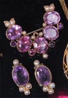 Lot 533 - A circa 1900 yellow metal, amethyst and seed...