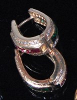 Lot 545 - A pair of contemporary yellow gold ruby,...