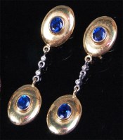 Lot 546 - A pair of contemporary 18ct gold and sapphire...