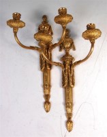 Lot 642 - A pair of neo-classical gilt brass two branch...