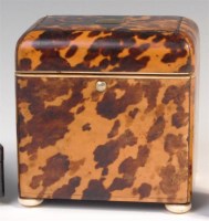 Lot 644 - A 19th century faded tortoiseshell tea caddy,...