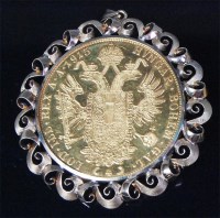 Lot 653 - An Austrian 4 ducat gold coin, 1915, in scroll...