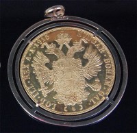 Lot 654 - An Austrian 4 ducat gold coin, 1915, in 18ct...