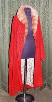 Lot 616 - A 1920s red wool embroidered coat, with fur...