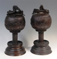 Lot 712 - A pair of late 19th century Chinese bronze...