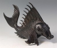 Lot 718 - A Japanese Meiji period bronze carp,...