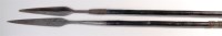 Lot 649 - Two African tribal spears, each with ebonised...