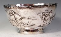 Lot 728 - A Japanese Meiji period silver bowl, of oval...