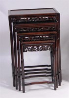 Lot 746 - A circa 1900 Chinese 'rosewood' quartetto nest...