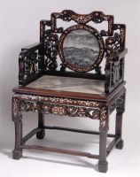 Lot 747 - A 19th century Chinese 'rosewood' and marble...