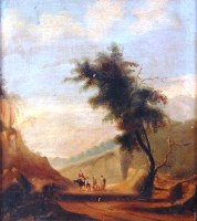 Lot 778 - 18th century English school - Travellers in a...
