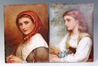 Lot 786 - R Prichard - Pair portrait studies of peasant...