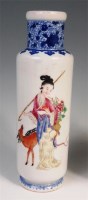 Lot 723 - A Chinese famille rose cylindrical vase,...