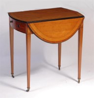 Lot 873 - A Sheraton period satinwood Pembroke table, of...