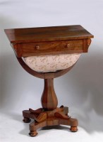 Lot 885 - A William IV rosewood pedestal work table,...