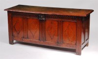 Lot 911 - A circa 1700 and later joined oak four panel...