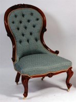 Lot 914 - A Victorian walnut framed spoonback nursing...