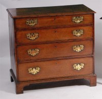 Lot 923 - A George III oak squarefront chest, having...