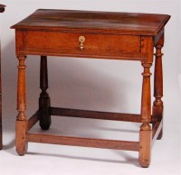 Lot 929 - An 18th century joined oak single drawer side...