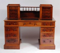 Lot 937 - A Victorian mahogany twin pedestal desk,...