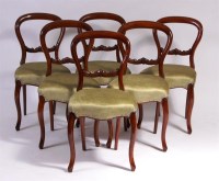 Lot 939 - A set of six Victorian walnut balloon back...