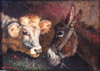 Lot 806 - Antonio Milone (Ital.1834-1919) - Nella Stalla,...