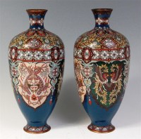 Lot 736 - A pair of late 19th century Japanese cloisonné...